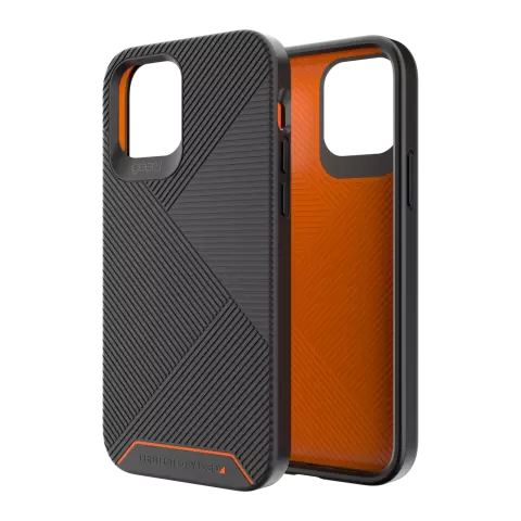 Coque Gear4 Battersea D3O compatible avec iPhone 12 et iPhone 12 Pro - noir avec orange