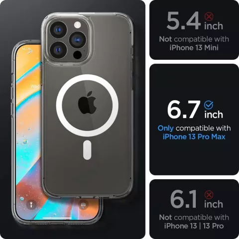 Spigen Ultra Hybrid Magnetic Ring TPU avec Air Cushion compatible avec iPhone 13 Pro Max - transparent