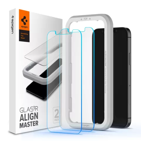 Spigen Glas tR ALM FC (2 Pack) + Cadre de protection d&#039;&eacute;cran compatible avec iPhone 12 et iPhone 12 Pro - noir