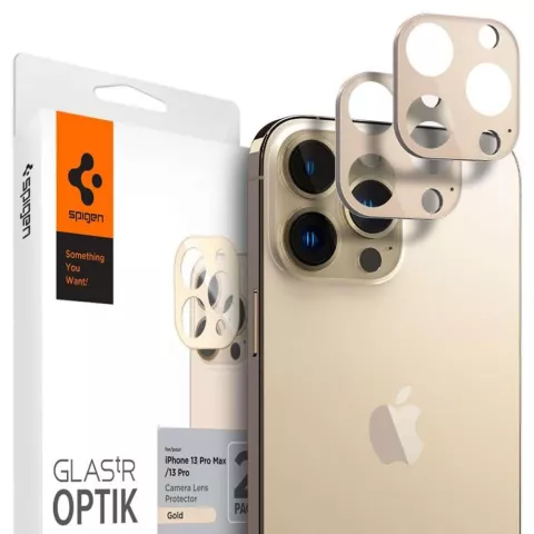 Spigen Camera Lens Glass Protector 2 pack compatible avec iPhone 13 Pro et iPhone 13 Pro Max - or