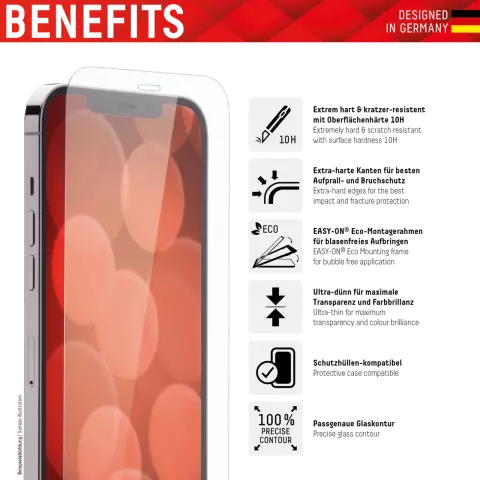 Displex Protecteur d&#039;&eacute;cran en verre v&eacute;ritable compatible avec iPhone 13 mini - Transparent