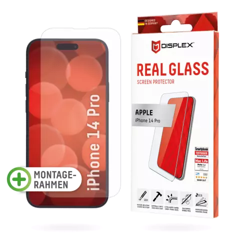 Displex Protecteur d&#039;&eacute;cran en verre v&eacute;ritable compatible avec iPhone 14 Pro - Transparent