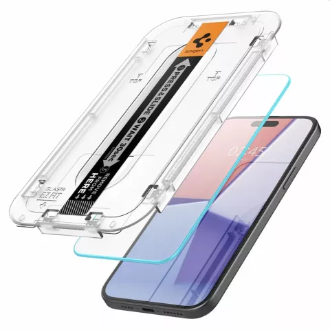 Spigen Glass Mounting Frame EZ FIT 2 Pack AGL06903 Protecteur d&#039;&eacute;cran compatible avec iPhone 15 - Transparent