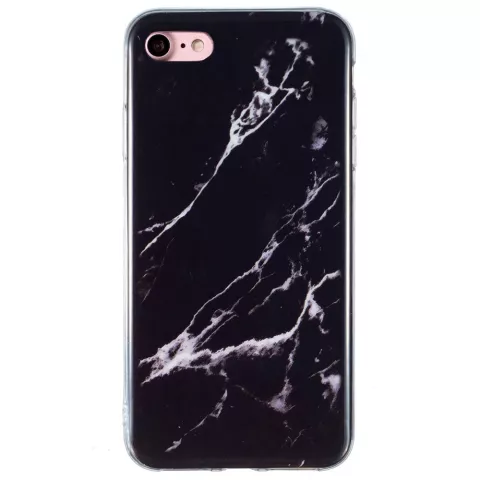 Coque TPU Marbre compatible avec iPhone 7 8 SE 2020 SE 2022 - Marbre - Noir