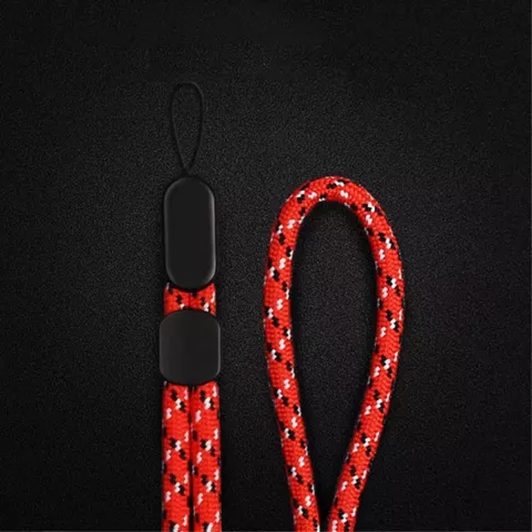 Bracelet De Corde En Nylon R&eacute;glable Anti-Perte compatible avec T&eacute;l&eacute;phone / Appareil Photo / AirPods - Rouge