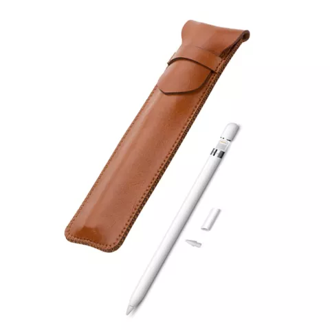 &Eacute;tui &agrave; stylet en cuir v&eacute;g&eacute;talien de qualit&eacute; sup&eacute;rieure compatible avec Apple Pencil Stylet - Marron clair