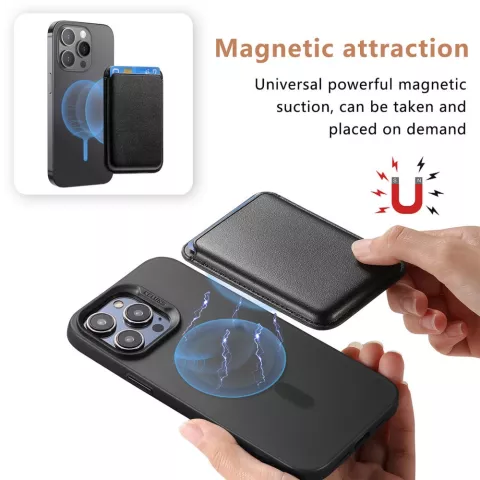 Porte-carte magn&eacute;tique portefeuille porte-cartes compatible avec iPhone avec MagSafe - Noir