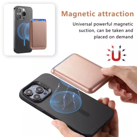 Porte-carte magn&eacute;tique portefeuille porte-cartes compatible avec iPhone avec MagSafe - Or rose