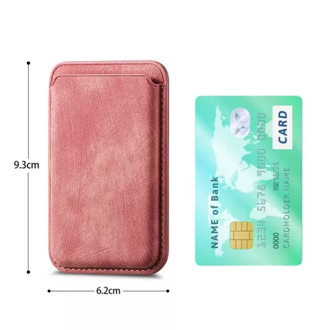 Porte-carte magn&eacute;tique portefeuille porte-cartes compatible avec iPhone avec MagSafe - Rose