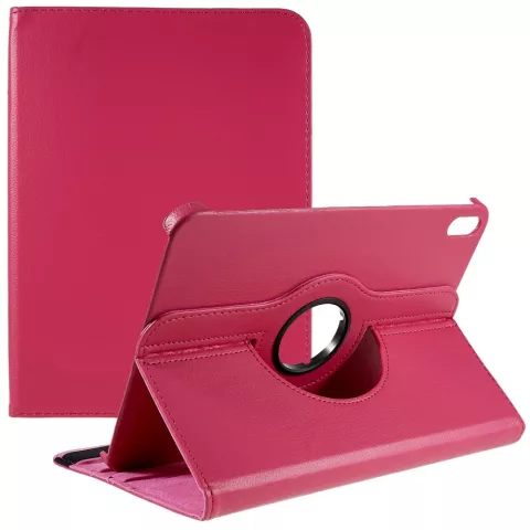 Biblioth&egrave;que rotative &agrave; 360&deg; Housse en cuir v&eacute;g&eacute;talien compatible avec iPad 10e gen 10.9 inch 2022 - rose