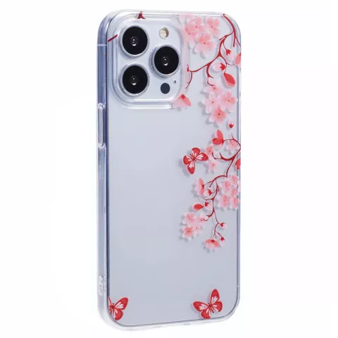 Coque en TPU Zen Blossom Flower Branches Nature Papillons compatible avec iPhone 12 et iPhone 12 Pro - Transparente