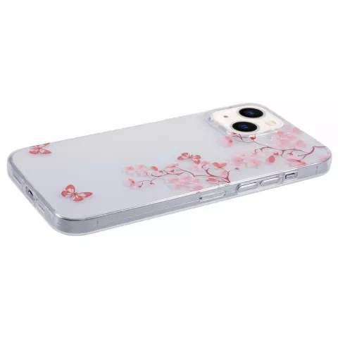 Coque en TPU Zen Blossom Flower Branches Nature Papillons compatible avec iPhone 13 - transparente