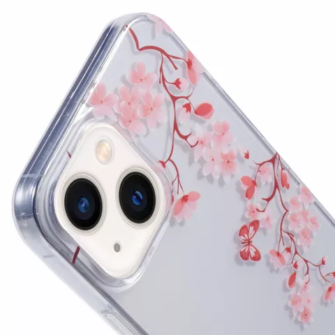 Coque en TPU Zen Blossom Flower Branches Nature Papillons compatible avec iPhone 14 - transparente