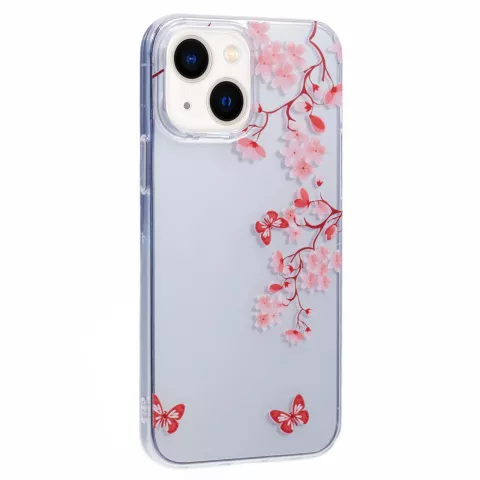 Coque en TPU Zen Blossom Flower Branches Nature Papillons compatible avec iPhone 15 - transparente