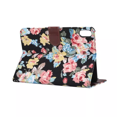 Housse de biblioth&egrave;que en cuir artificiel &agrave; motif de fleurs de roses compatible avec iPad mini 6 2021 et &agrave; l&#039;iPad mini 7 2024 - noir