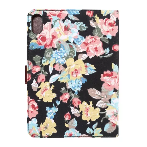 Housse de biblioth&egrave;que en cuir artificiel &agrave; motif de fleurs de roses compatible avec iPad mini 6 2021 et &agrave; l&#039;iPad mini 7 2024 - noir