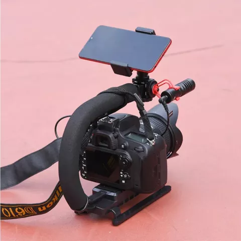 Stabilisateur de cam&eacute;ra Portable, poign&eacute;e en U, support de chaussure froide, cam&eacute;ra vid&eacute;o pour smartphone