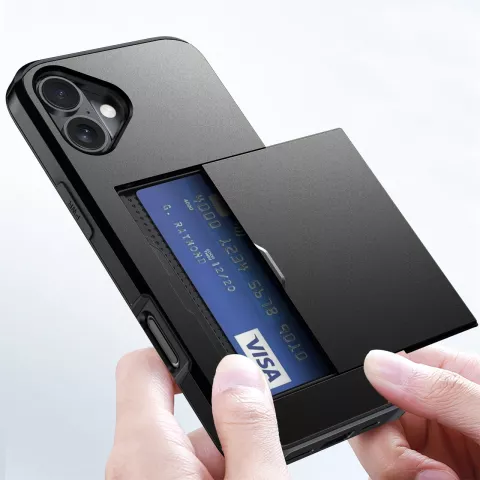 Secret Porte-cartes en plastique antid&eacute;rapant et &eacute;tui en TPU compatible avec iPhone 16 - noir