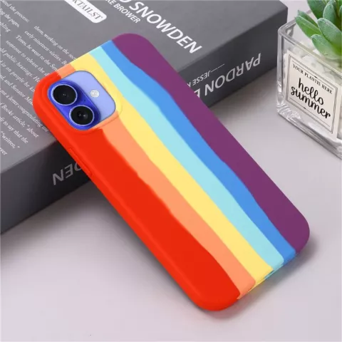 Coque en silicone Rainbow Pride compatible avec iPhone 16 - pastel