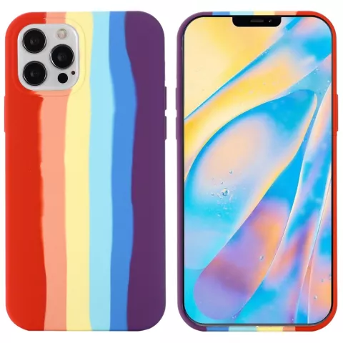 Coque en silicone Rainbow Pride compatible avec iPhone 16 Pro - pastel