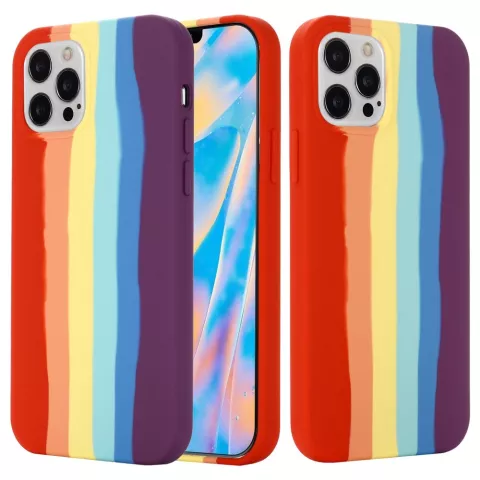 Coque en silicone Rainbow Pride compatible avec iPhone 16 Pro - pastel