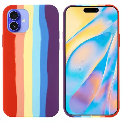 Coque en silicone Rainbow Pride compatible avec iPhone 16 Plus - pastel