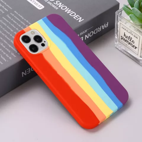 Coque en silicone Rainbow Pride compatible avec iPhone 16 Pro Max - pastel