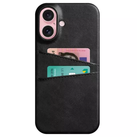 &Eacute;tui en cuir v&eacute;g&eacute;talien Duo Cardslot Wallet compatible avec iPhone 16 - noir