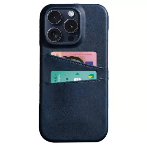 &Eacute;tui en cuir v&eacute;g&eacute;talien Duo Cardslot Wallet compatible avec iPhone 16 Pro - bleu