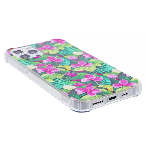 Coque en TPU avec feuilles et fleurs tropicales avec coins renforc&eacute;s compatible avec iPhone 16 Pro Max