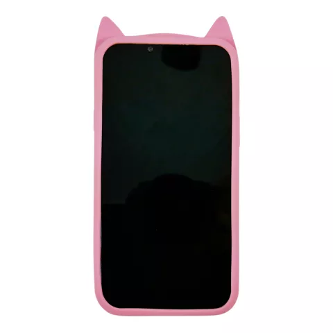 Coque en silicone chat mignon compatible avec iPhone 16 Pro Max - rose