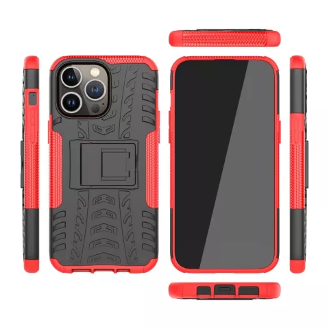 B&eacute;quille Antichoc En Plastique Antid&eacute;rapant Et &Eacute;tui TPU compatible avec iPhone 16 Pro Max - Rouge