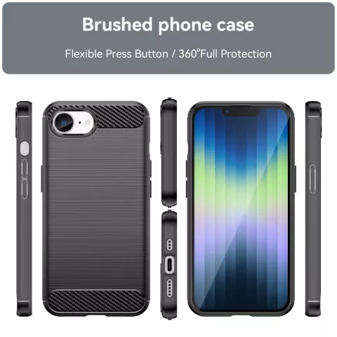 Coque Carbon Armor TPU avec finition bross&eacute;e compatible avec iPhone 16e - noir