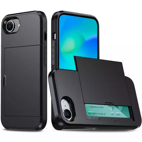 &Eacute;tui en plastique et TPU antid&eacute;rapant avec porte-cartes Secret compatible avec iPhone 16e - noir