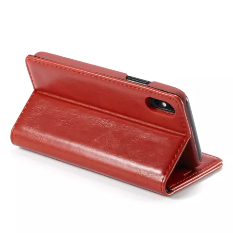 Caseme &Eacute;tui portefeuille en simili cuir avec porte-cartes &eacute;tui compatible avec iPhone X XS - rouge