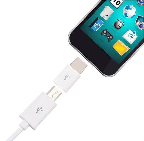 Adaptateur Micro USB vers USB Type-C Blanc
