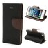 &Eacute;tui portefeuille Original Mercury Goospery Bookcase compatible avec iPhone 5 5s SE 2016 Noir Marron portefeuille