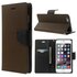 Mercury Goospery Bookcase &eacute;tui compatible avec iPhone 6 Plus 6s Plus &Eacute;tui portefeuille Marron noir portefeuille