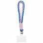 Cordon T&eacute;l&eacute;phonique Bracelet Tress&eacute; En Corde Robuste Avec Plaque De Fixation Pour T&eacute;l&eacute;phone Smartphone - Bleu Rose