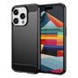 Coque Carbon Armor TPU avec finition bross&eacute;e compatible avec iPhone 16 Pro - noir