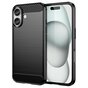 Coque Carbon Armor TPU avec finition bross&eacute;e compatible avec iPhone 16 - noir