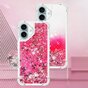 Coque en TPU paillet&eacute; avec coins renforc&eacute;s compatible avec iPhone 16 - rose transparent