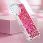 Coque en TPU paillet&eacute; avec coins renforc&eacute;s compatible avec iPhone 16 Plus - rose transparent