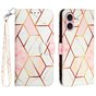 &Eacute;tui en simili cuir Rose Marble Wallet compatible avec iPhone 16 - blanc et rose