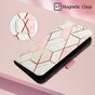 &Eacute;tui en simili cuir Rose Marble Wallet compatible avec iPhone 16 Pro Max - blanc et rose