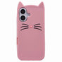 Coque en silicone chat mignon compatible avec iPhone 16 Plus - rose