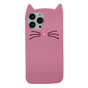 Coque en silicone chat mignon compatible avec iPhone 16 Pro Max - rose