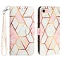 &Eacute;tui en cuir artificiel Rose Marble Wallet compatible avec iPhone 16e - blanc et rose