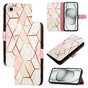 &Eacute;tui en cuir artificiel Rose Marble Wallet compatible avec iPhone 16e - blanc et rose